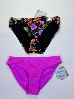 Shade Shore Bikini Bottoms Bundle NWT Small Pink Floral Ring Side